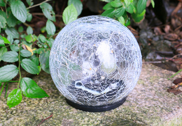 Solar-Powered Crackle Glass Ball Light - Three Sizes Available