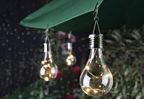 Five-Pack of Outdoor Hanging LED Solar Bulb Lamps - Six Colours Available