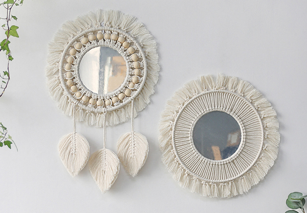 Boho Macrame Decorative Wall Hanging Mirror Range - Three Styles Available