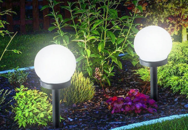 Two-Pack of Solar Powered LED Garden Ball Lights - Option for Four-Pack