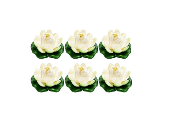 Six-Pack of Artificial Floating Lotus Flowers - Two Colours Available