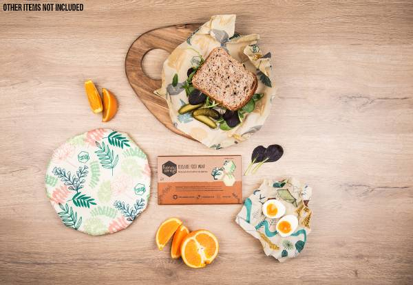 Organic Honeywrap Eight-Piece Combo incl. Three Wraps & Five Produce Bags