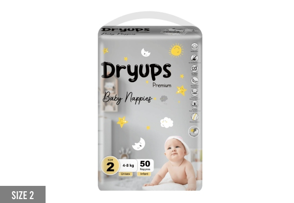 Dryups Premium Unisex Disposable Nappies - Seven Sizes Available