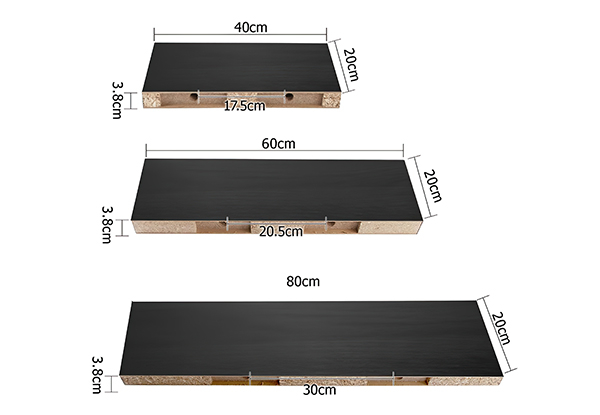 Three-Piece Wall Floating Shelf Set - Two Colours Available