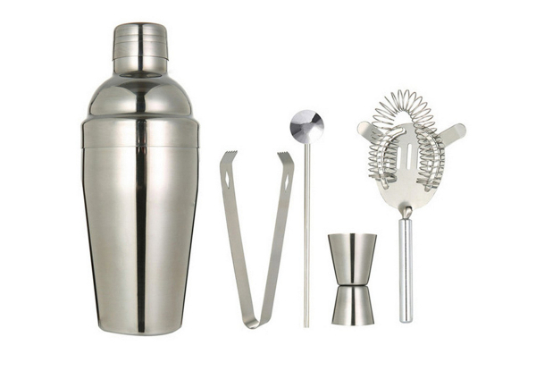 Five-Piece Stainless Steel Barware Cocktail Maker Set - Option for Two-Pack