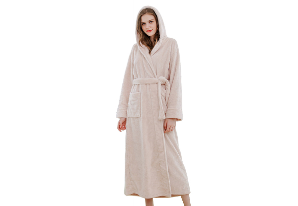 Flannel Adult Hooded Long Bathrobe - Four Colours Available