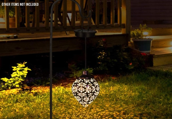 LED Hanging Solar-Powered Patterned Lantern