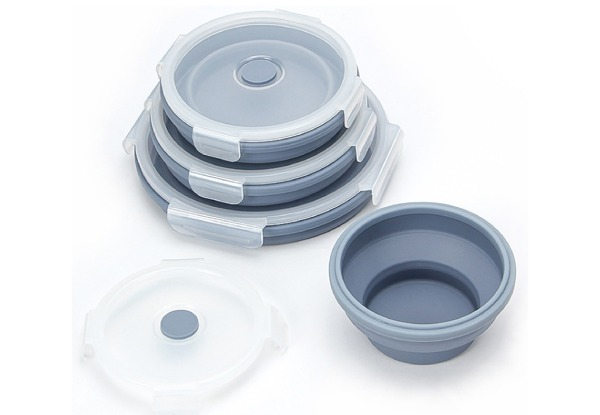 Four-Set Collapsible Food Storage Containers with Lid - Three Colours Available