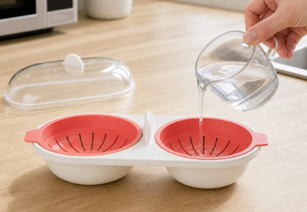 Two Microwave Egg Poacher Bowl