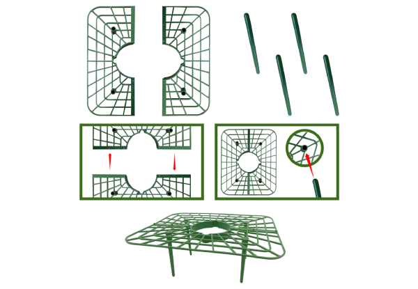 Three-Piece Plastic Strawberry Support Growing Rack