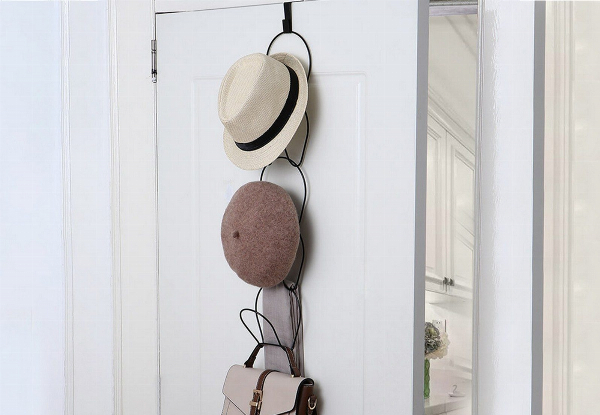 Five-Loop Over Door Hanging Baseball Cap Rack - Available in Two Colours & Option for Two-Pack