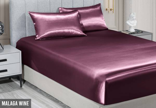 Royal Comfort Three-Piece Satin Sheet Set - Available in Six Colours & Two Sizes