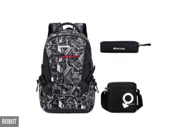 Three-Piece Bag Set with USB Charging Port - Three Styles Available