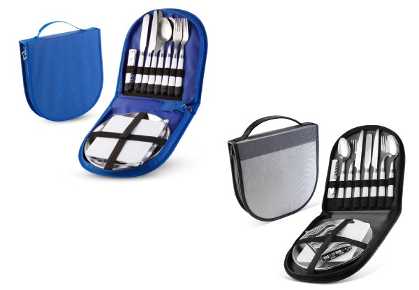 13-Pieces Outdoor Cutlery Mess Kit with Storage Bag - Two Colours Available