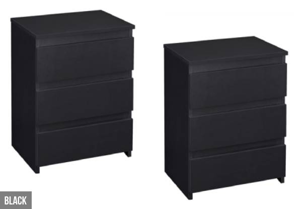 Two Bedside Tables - Three Colours Available