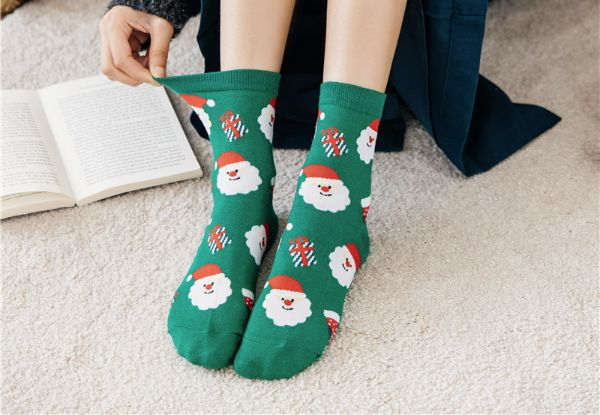 Four-Pairs Christmas Mid Tube Socks