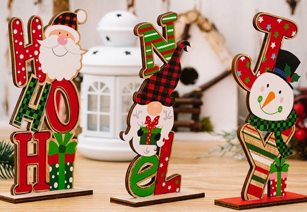 Christmas Wooden Figurine Ornaments Set - Available in Four Sizes & Three-Piece