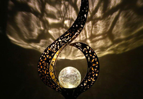 Outdoor Moon Crackle Glass Globe Stake Metal Lights - Two Styles Available