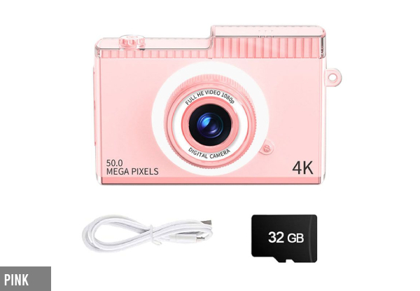 4K Digital Camera with 32GB Memory Card - Three Colours Available