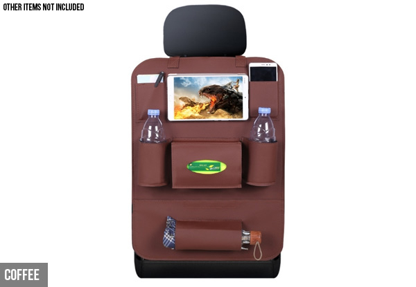 Car Seat Back Organiser - Three Colours & Option for Two Available