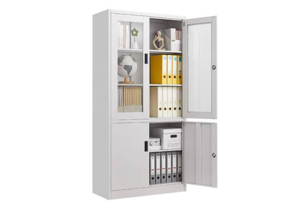 185cm Steel Filing Storage Cabinet with Tempered Glass Doors - Three Styles Available