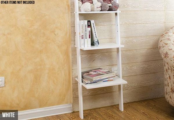 Four-Tier Leaning Ladder Bookshelf - Two Colours Available