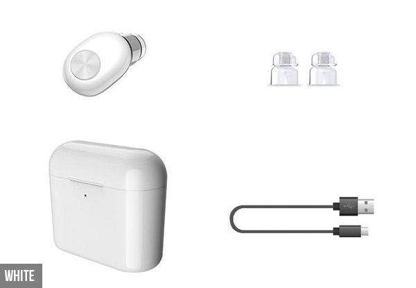 Wireless Bluetooth Headphone Earbud with Microphone - Available in Black or White