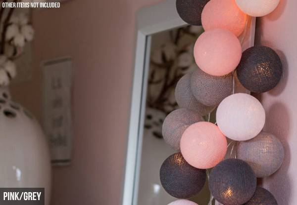 3M 20-LED Cotton Ball String Light - Four Colours Available