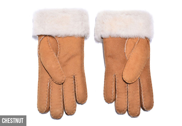 Auzland Women's 'Carly' Leather Suede Button UGG Gloves - Two Colours & Three Sizes Available