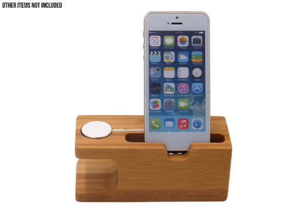 Bamboo Wood Charging Stand Compatible with iPhone & Apple Watch - Option for Two