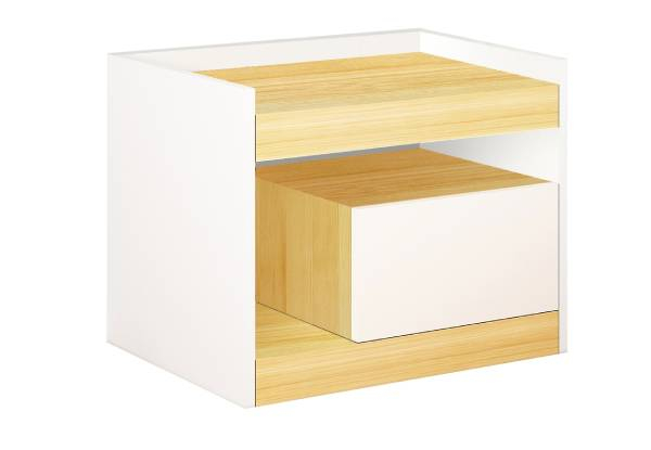 White & Oak Bedside Table with Storage Drawer