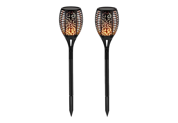 Two Flickering Flameless Torch Solar Lights - Three Options Available