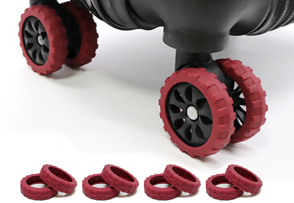 Eight-Piece Luggage Wheel Silicone Covers - Available in Two Colours & Two Sizes