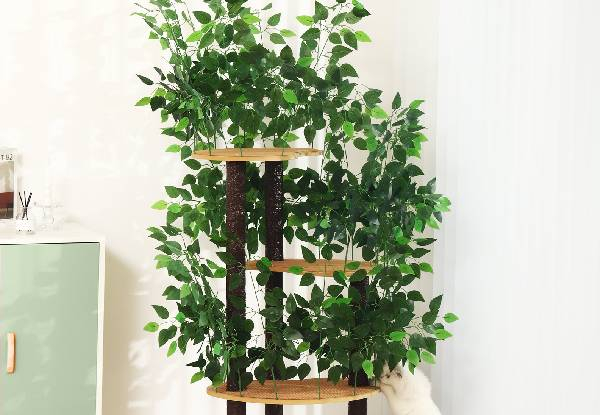 Petscene Cat Tree with Artificial Grass Leaves