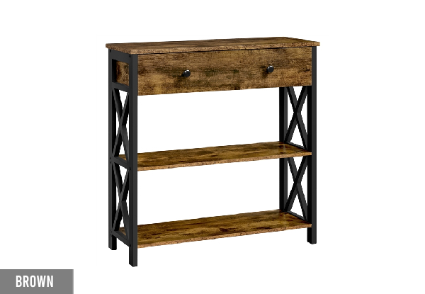 Vintage Wooden Console Table with One Drawer & Two Open Shelves - Two Colours Available