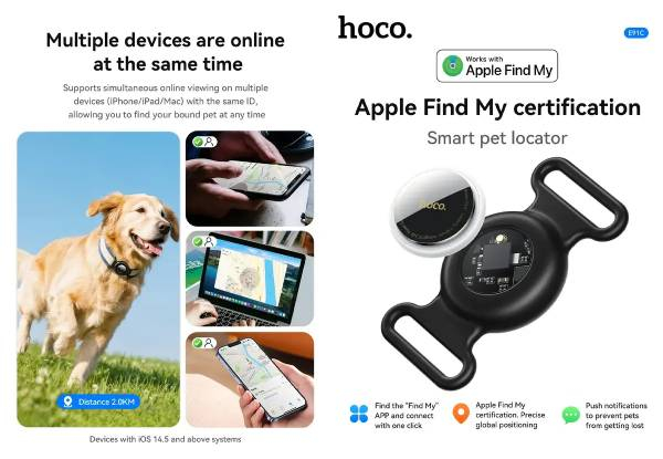 Hoco Smart Wireless Pet Tracker Tag for Collars - Compatible with Apple