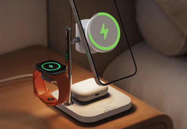 Acefast 32.5W Qi2 Premium 3-in-1 Magnetic Wireless Charger with Night Ambient Light