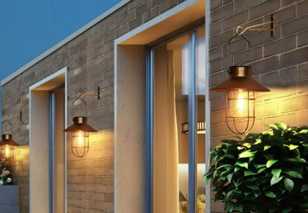 Solar Powered Outdoor Metal Hanging Lights - Two Colours Available