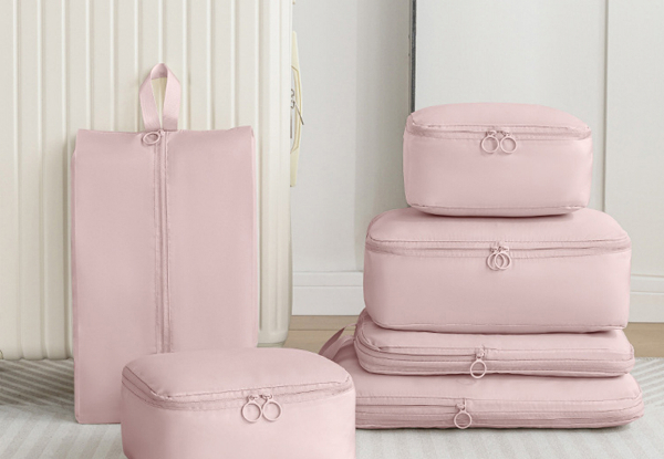 Six-Piece Packing Cubes Organiser Bag Set - Available in Five Colours & Option for Two Sets