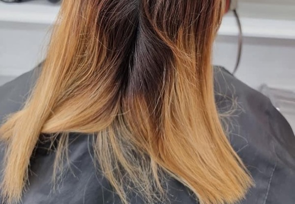 Hair Colour Package with Treatment, Head Massage & Blow Wave Style Finish - Option for Global Hair Colour, Half Head of Highlights or Regrowth Touch up - Four Locations Available