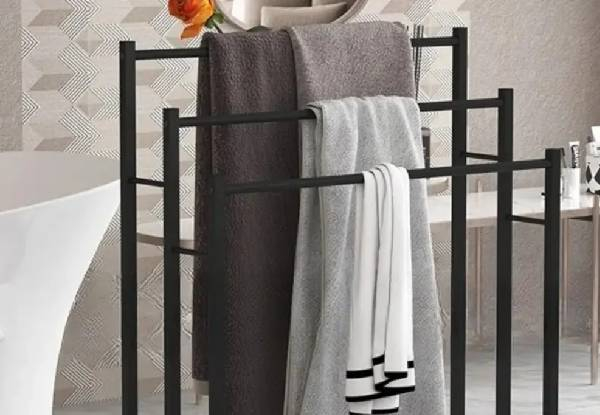 Freestanding Three-Tier Metal Towel Rack