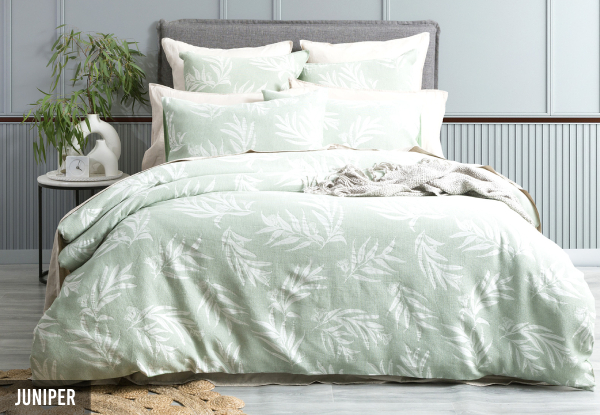 Renee Taylor Native Cotton Jacquard Quilt Cover Set - Available in Two Colours, Four Sizes & Option for Extra European Pillowcase