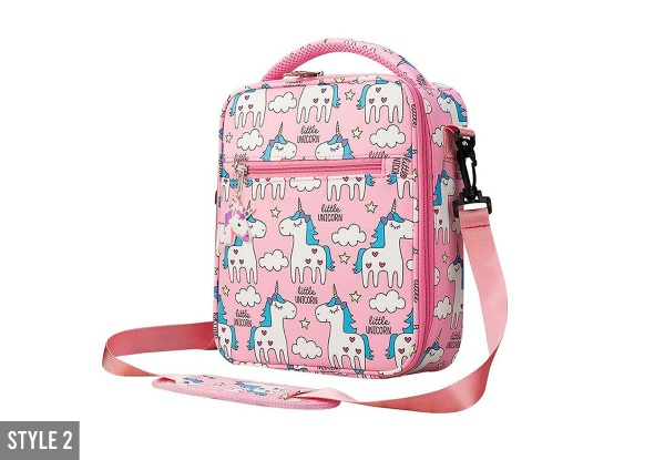 Kids Portable Insulated Lunch Bag with Adjustable Strap - Six Styles Available