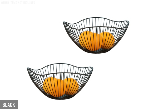 Two-Pack Lotus Leaf Shaped Metal Wire Fruit Bowl - Two Colours Available