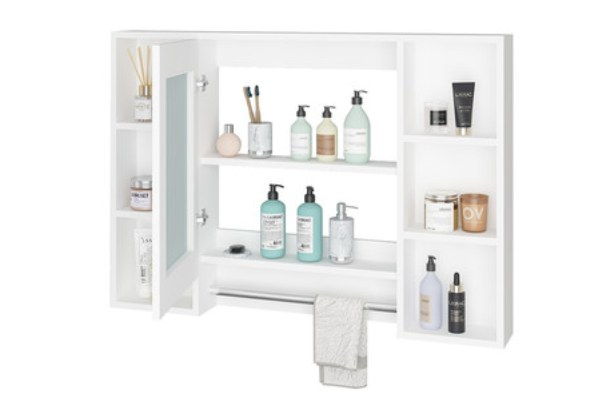 Bathroom Mirror Cabinet with Six-Compartments