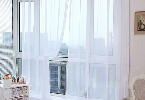 Pair of Sheer Window Curtains - Three Colours Available & Option for Two Pairs with Free Delivery