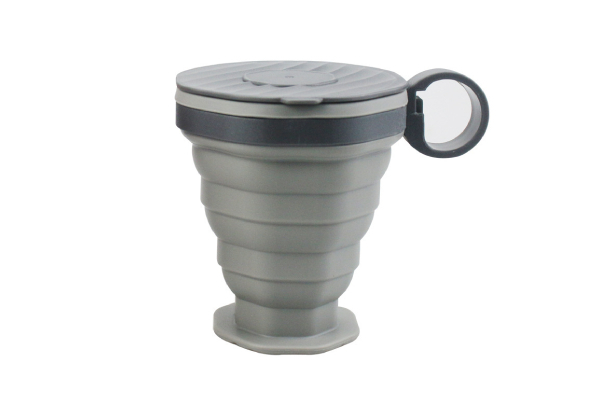 Outdoor Camping Foldable Silicone Cup with Lid - Available in Two Colours