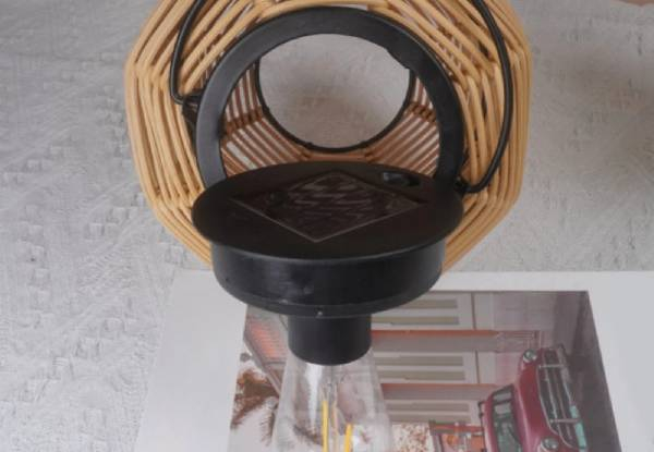 Retro-Style Wooden Solar Lantern Hanging Light