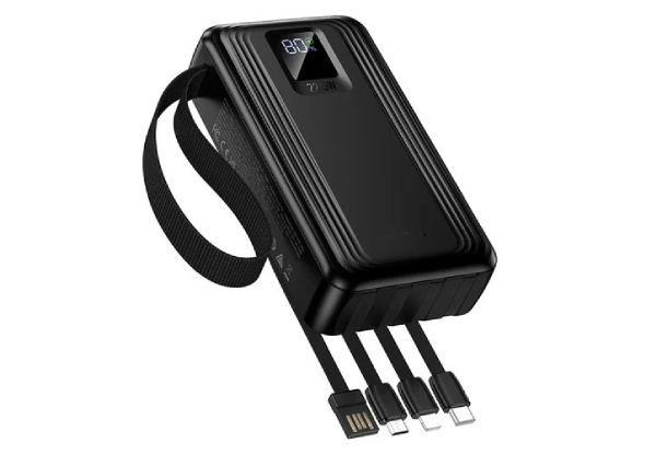 Titan PowerUp 30000mAh 22.5W Power Bank with 4 Built-In Cables