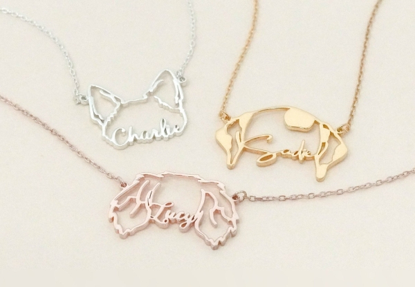 Custom Name Pet Ear Shape Necklace